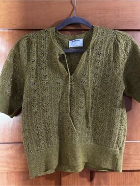 Moss green scalloped sweater